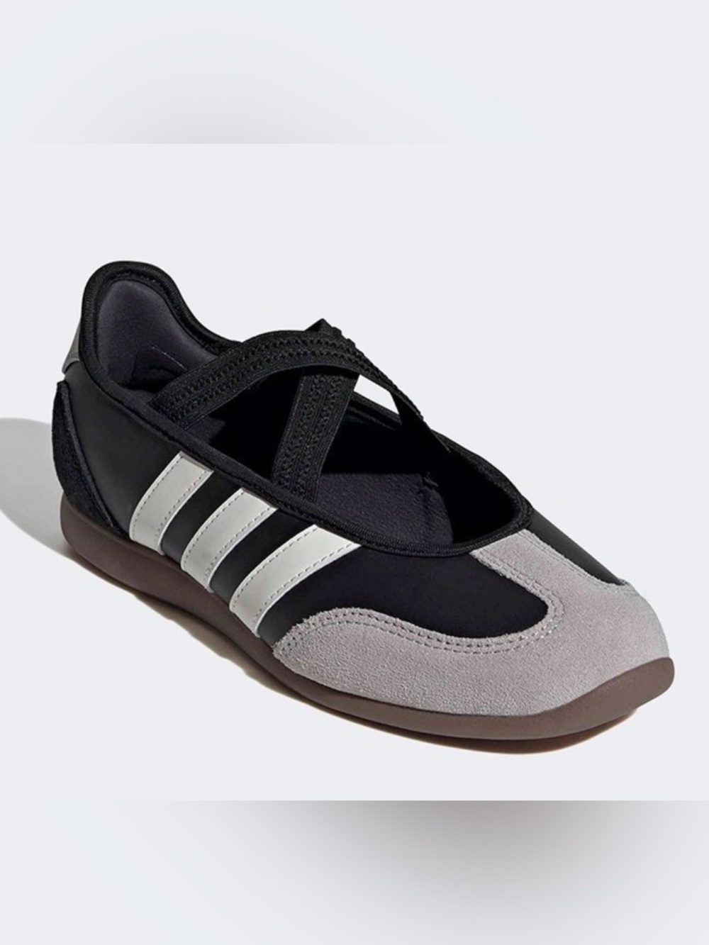 NEW Adidas Black MARY Jane Sneakers with White Stripes and Gum Sole